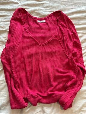 Free People Bright Pink V-Neck Women’s Sweater